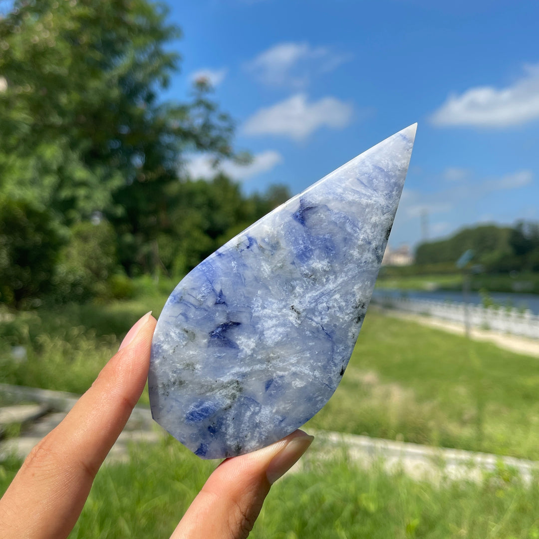 Natural Crystal Blue And White Porcelain Sodalite Teardrop