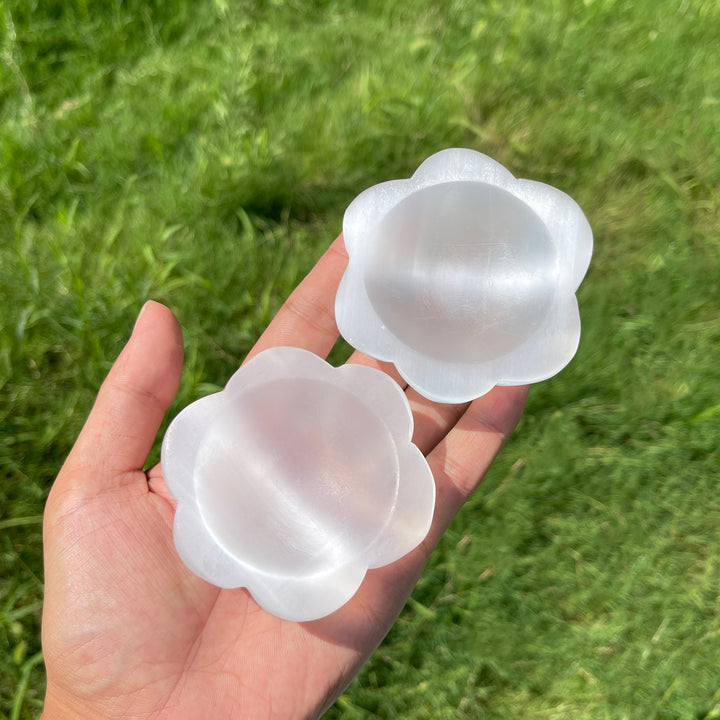 Natural Crystal Carving Selenite Flower Bowl