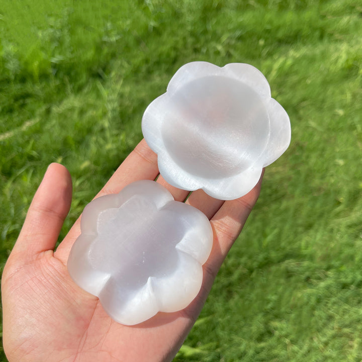 Natural Crystal Carving Selenite Flower Bowl
