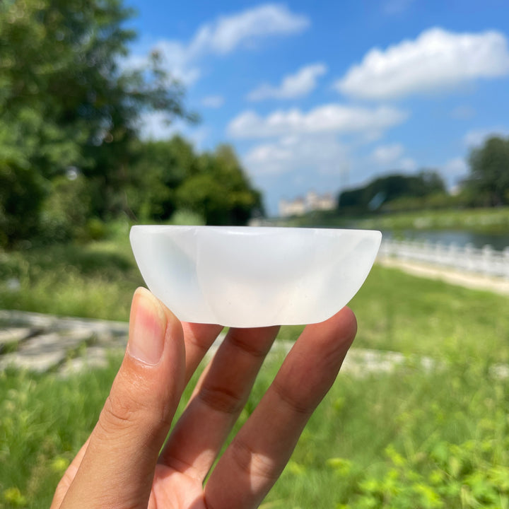 Natural Crystal Carving Selenite Flower Bowl