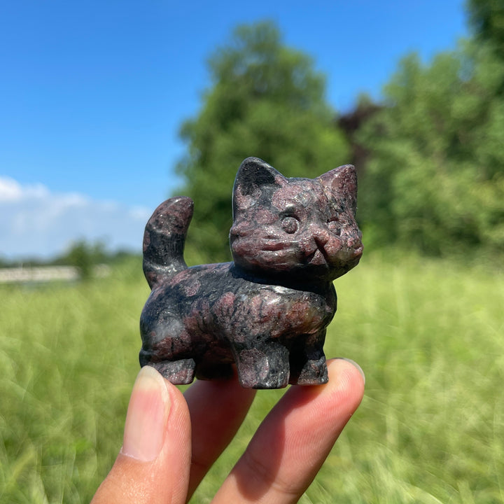 Natural Crystal Cat Carving With Raised Tail