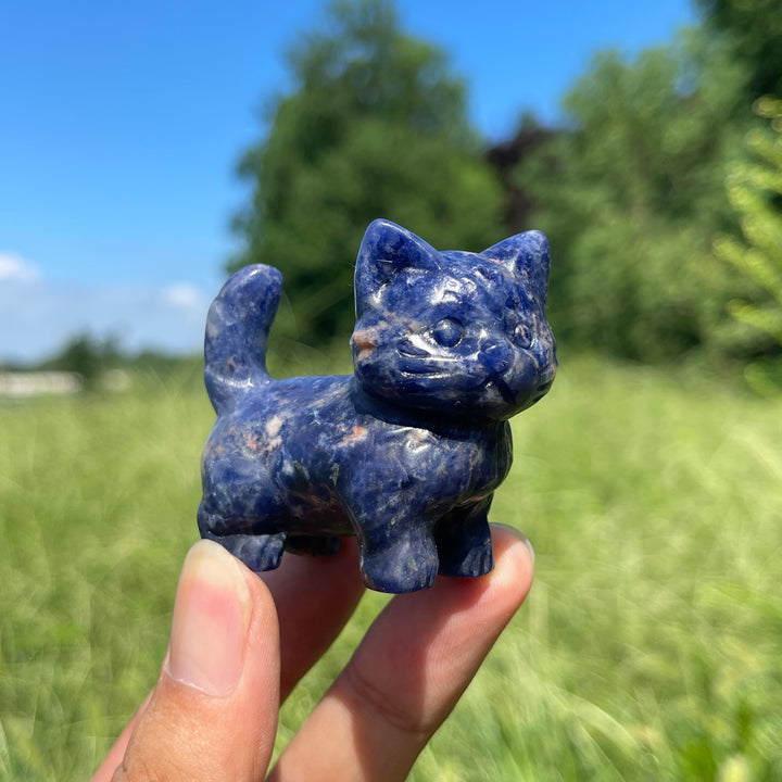 Natural Crystal Cat Carving With Raised Tail