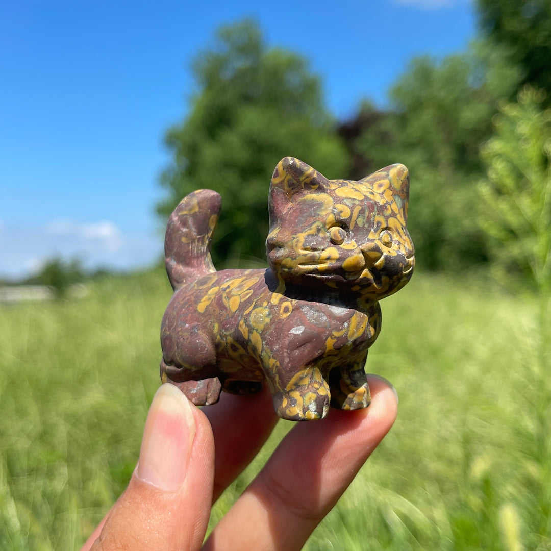 Natural Crystal Cat Carving With Raised Tail
