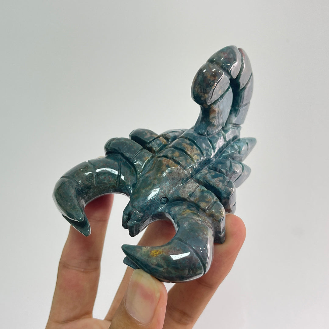 Unique,Natural Crystal Ocean Jasper Scorpion Carving