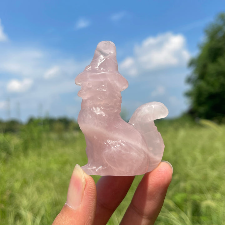 Natural Crystal Carving Seated Wizard Cat