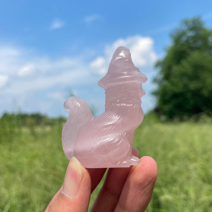 Natural Crystal Carving Seated Wizard Cat