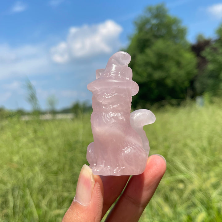 Natural Crystal Carving Seated Wizard Cat