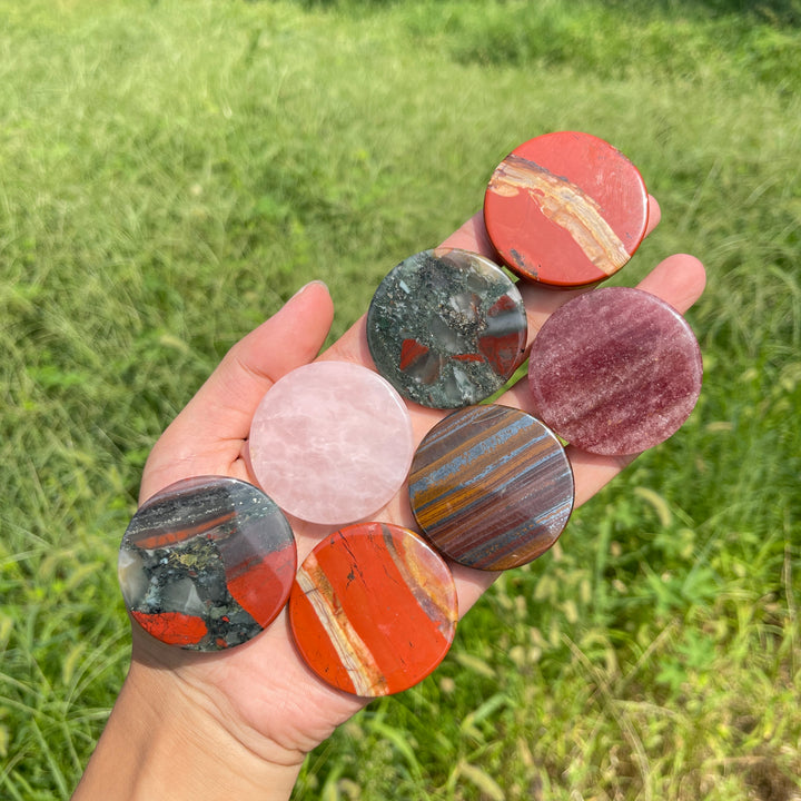 Natural Crystal Mixed Material Round Disc
