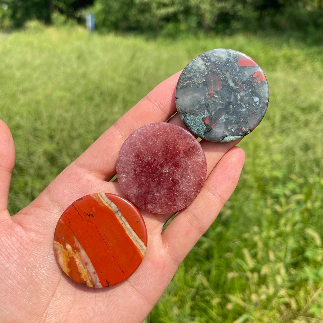 Natural Crystal Mixed Material Round Disc