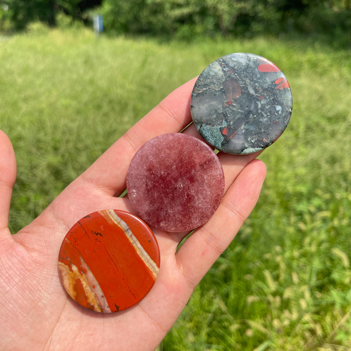 Natural Crystal Mixed Material Round Disc