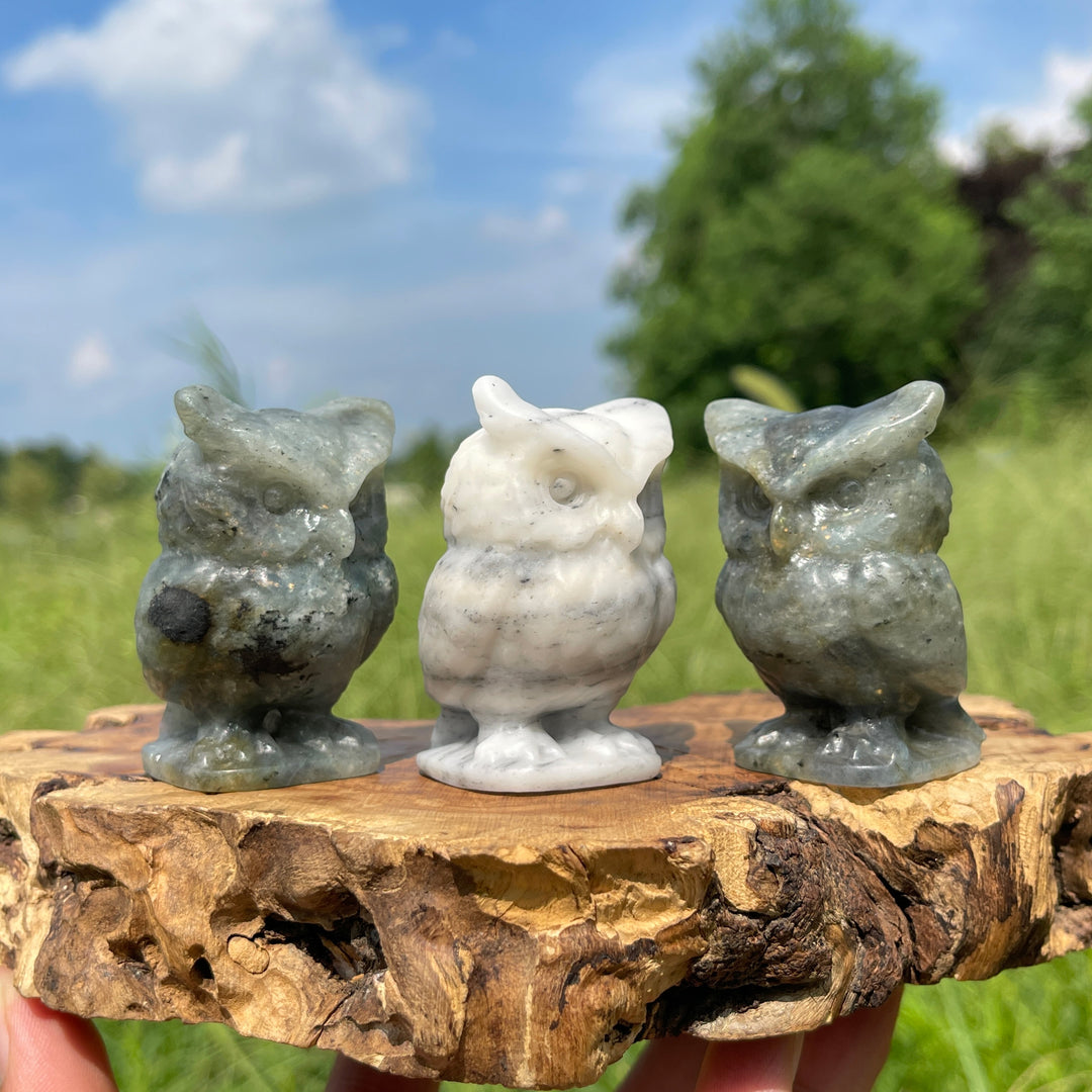 Natural Crystal Chubby Owl Carving