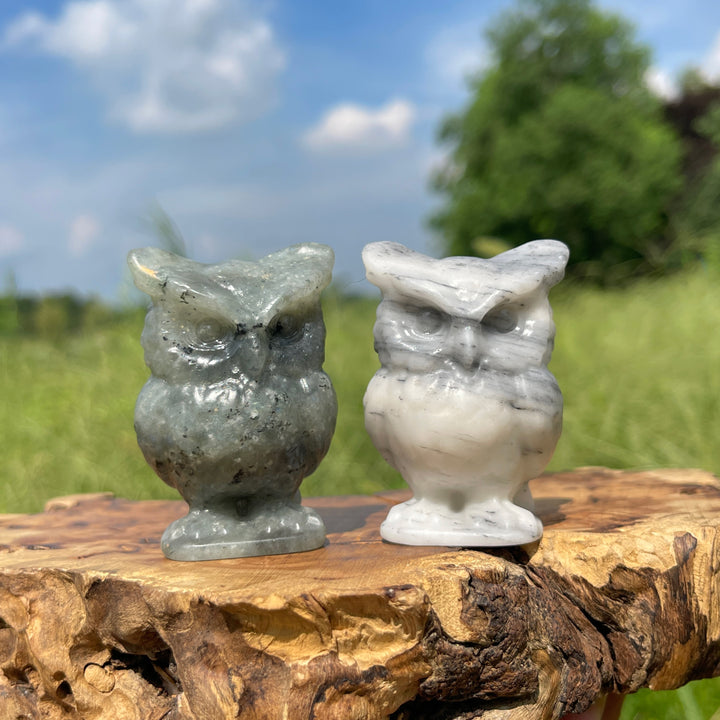 Natural Crystal Chubby Owl Carving