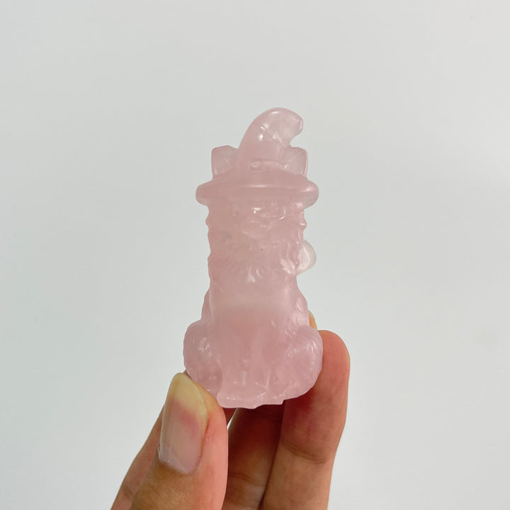 Natural Crystal Carving Seated Wizard Cat