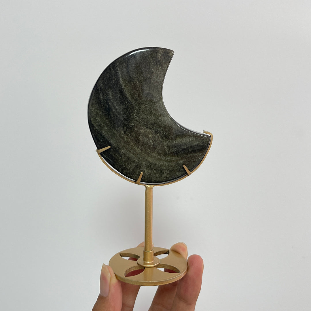 Unique,Natural Crystal Golden Obsidian Moon