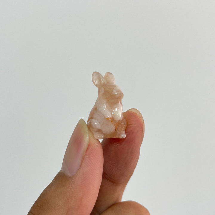 Natural Crystal Carving Mini Flower Agate Rabbit