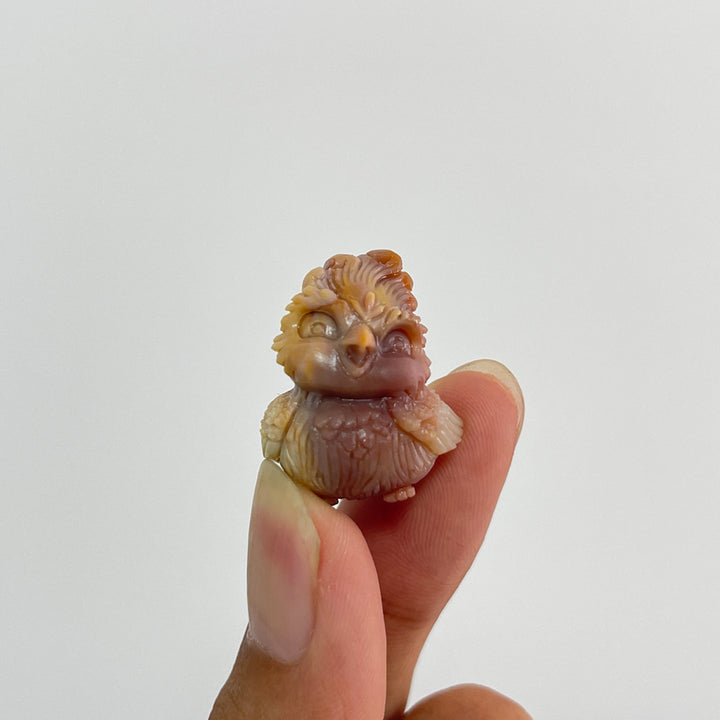Natural Crystal Carving Alashan Agate Chubby Smiling Phoenix
