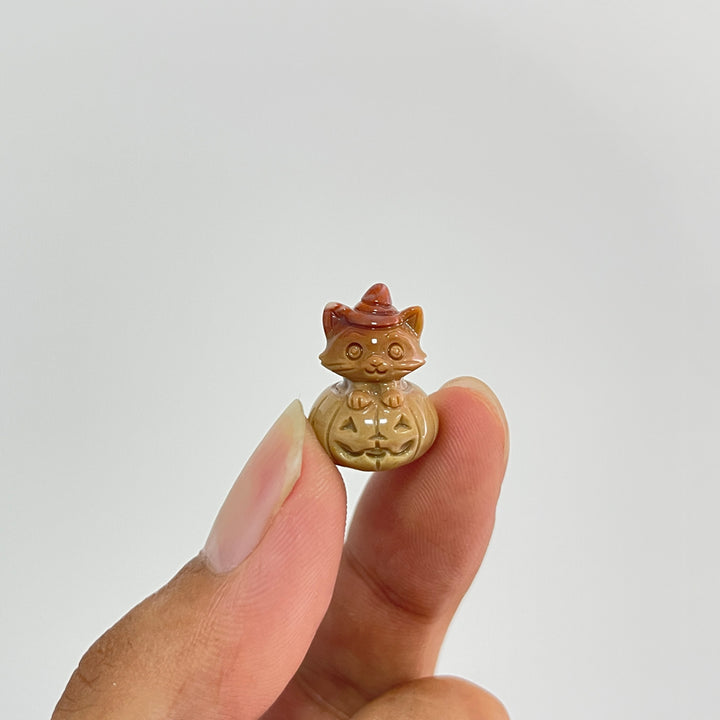 Natural Crystal Carving Alashan Agate Pumpkin Cat