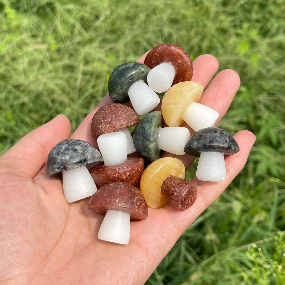 Natural Crystal Carving Mixed Material Mushroom