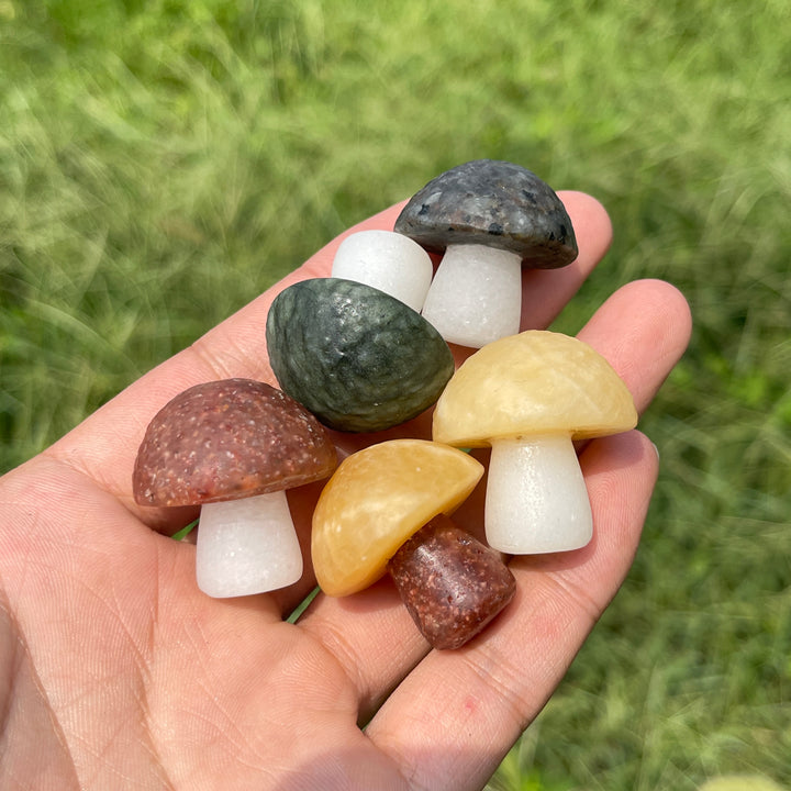 Natural Crystal Carving Mixed Material Mushroom