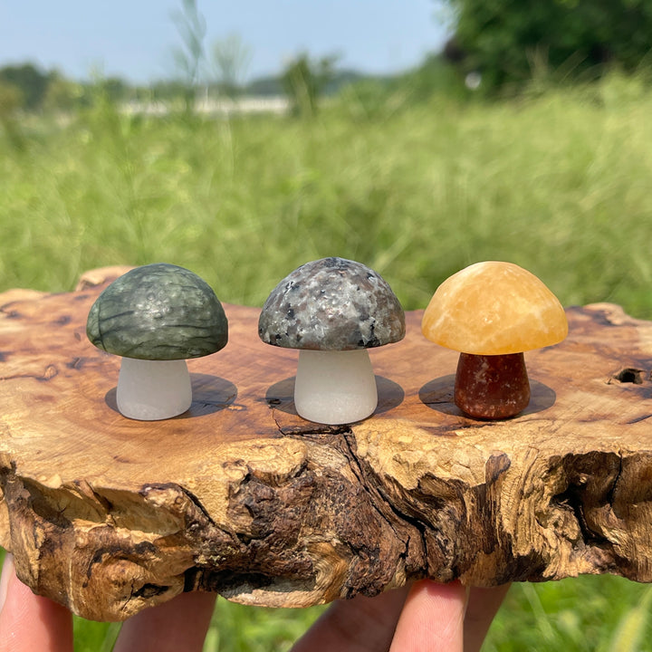 Natural Crystal Carving Mixed Material Mushroom