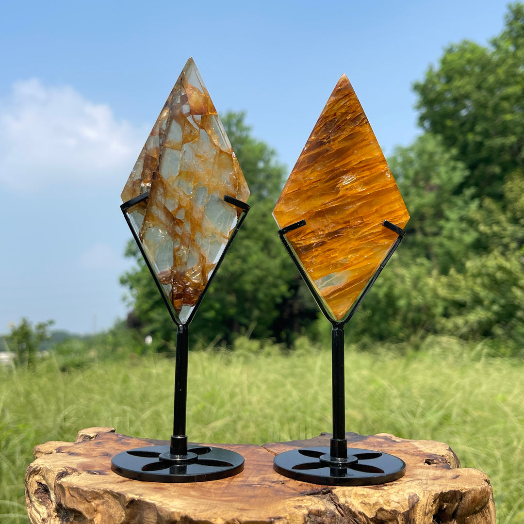 Unique,Natural Crystal Golden Healer Diamond Slice