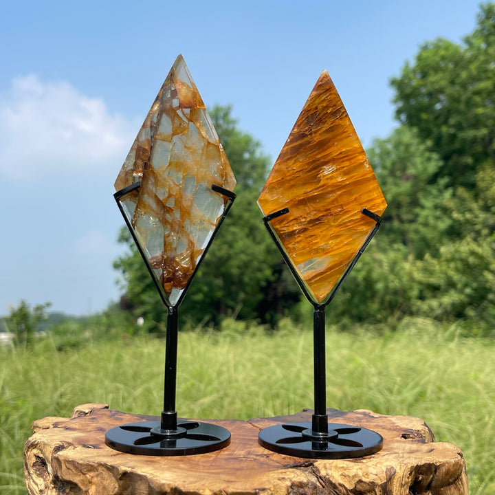 Unique,Natural Crystal Golden Healer Diamond Slice