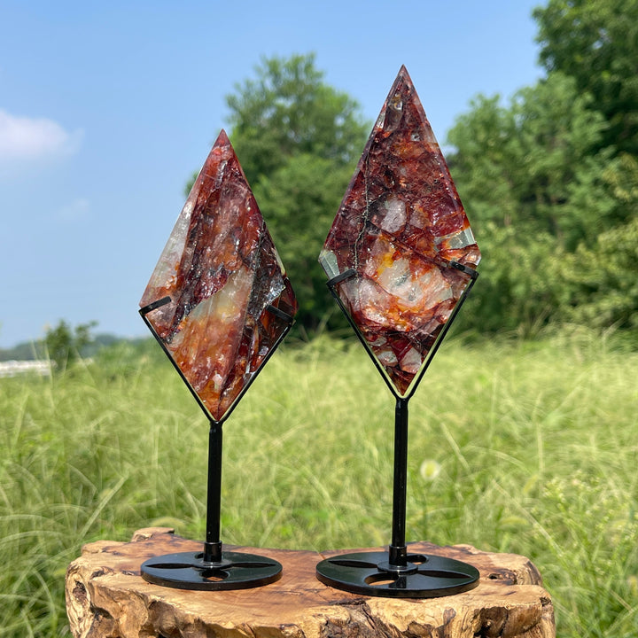 Unique,A Slightly Imperfect Natural Fire Quartz Crystal Diamond Slice