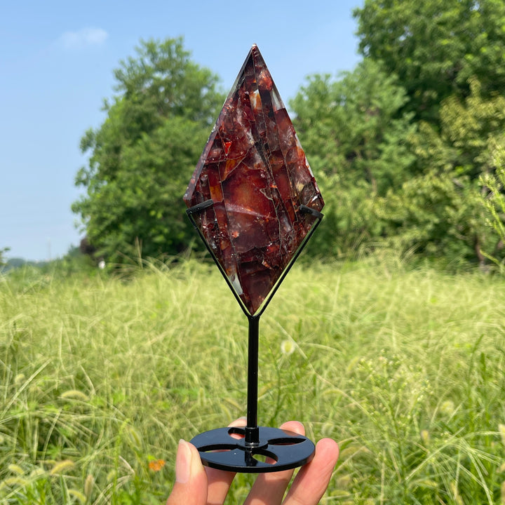 Unique,A Slightly Imperfect Natural Fire Quartz Crystal Diamond Slice