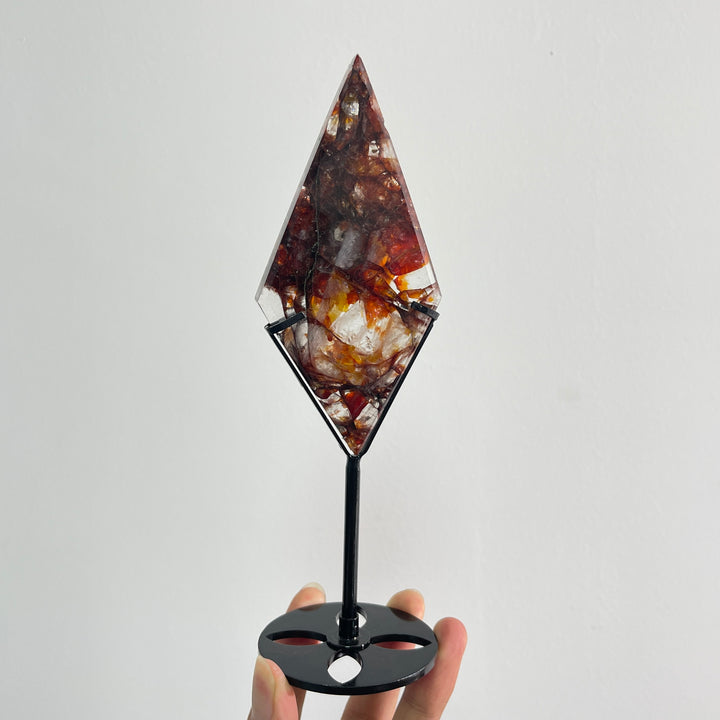 Unique,A Slightly Imperfect Natural Fire Quartz Crystal Diamond Slice