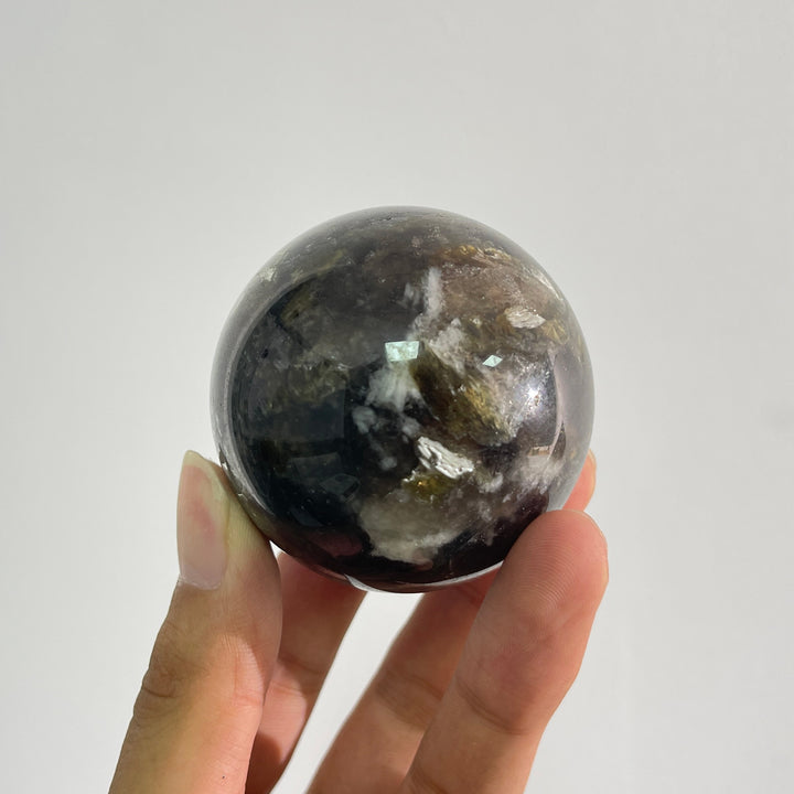 Natural Crystal Smoky Quartz With Phlogopite Sphere