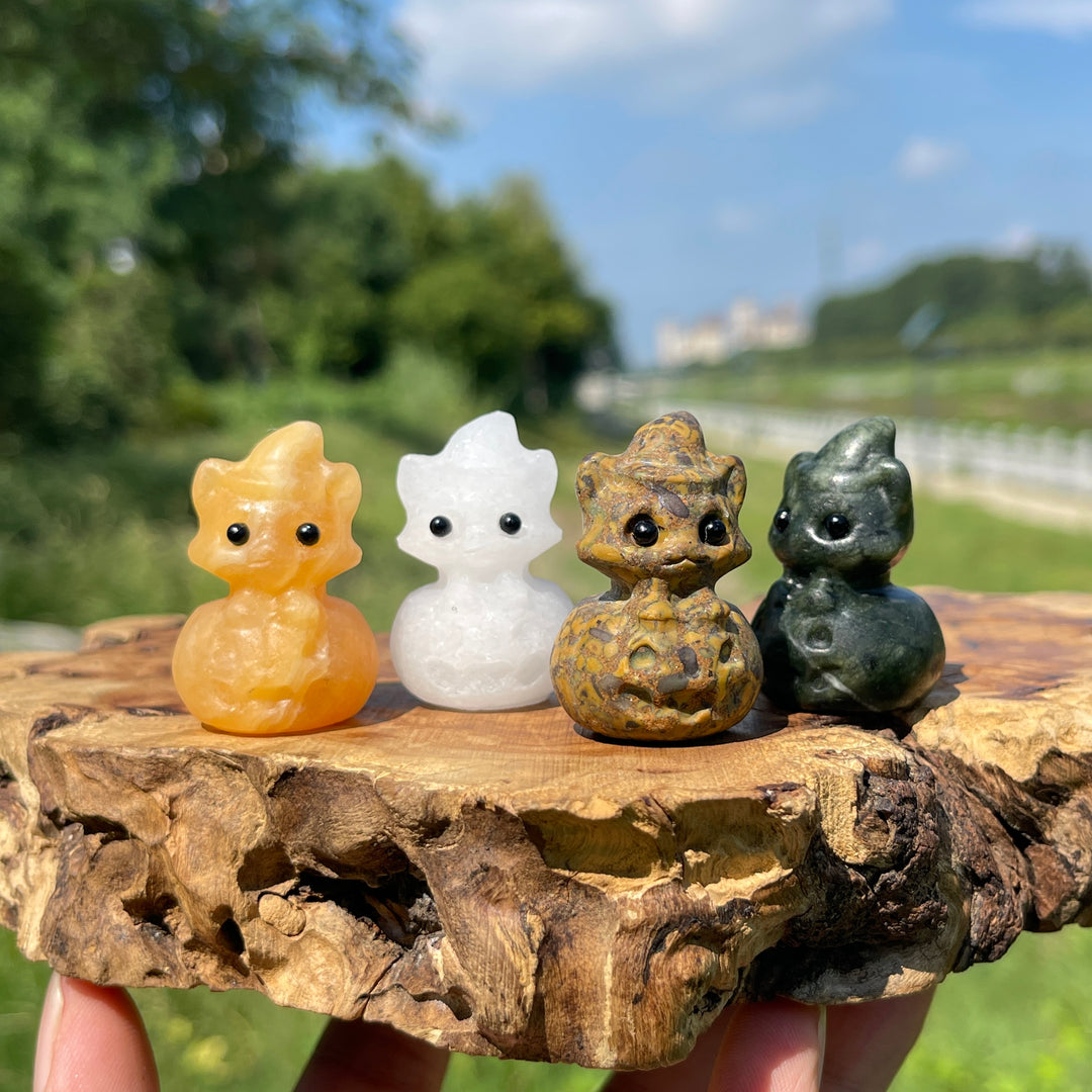Natural Crystal Carving Pumpkin Wizard Sprite