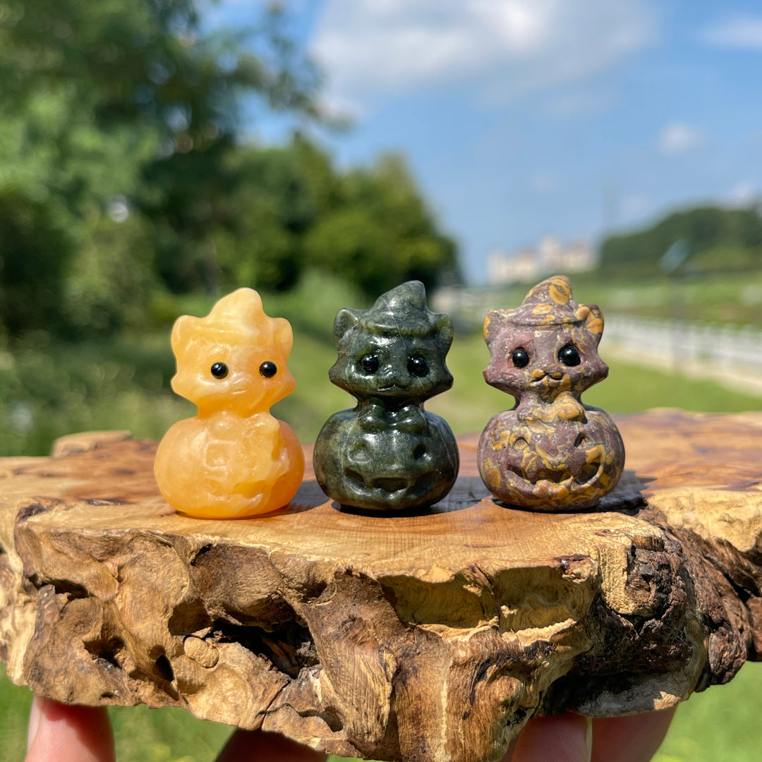 Natural Crystal Carving Pumpkin Wizard Sprite