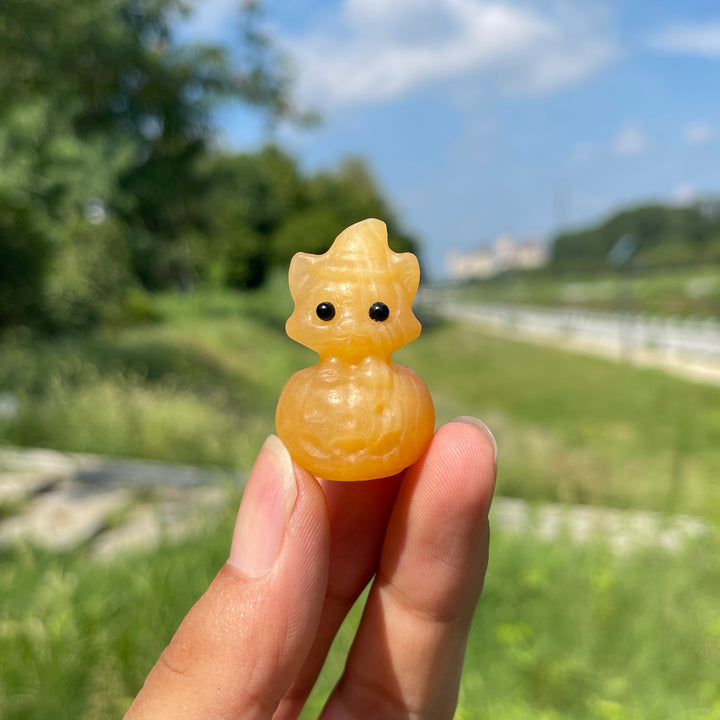 Natural Crystal Carving Pumpkin Wizard Sprite