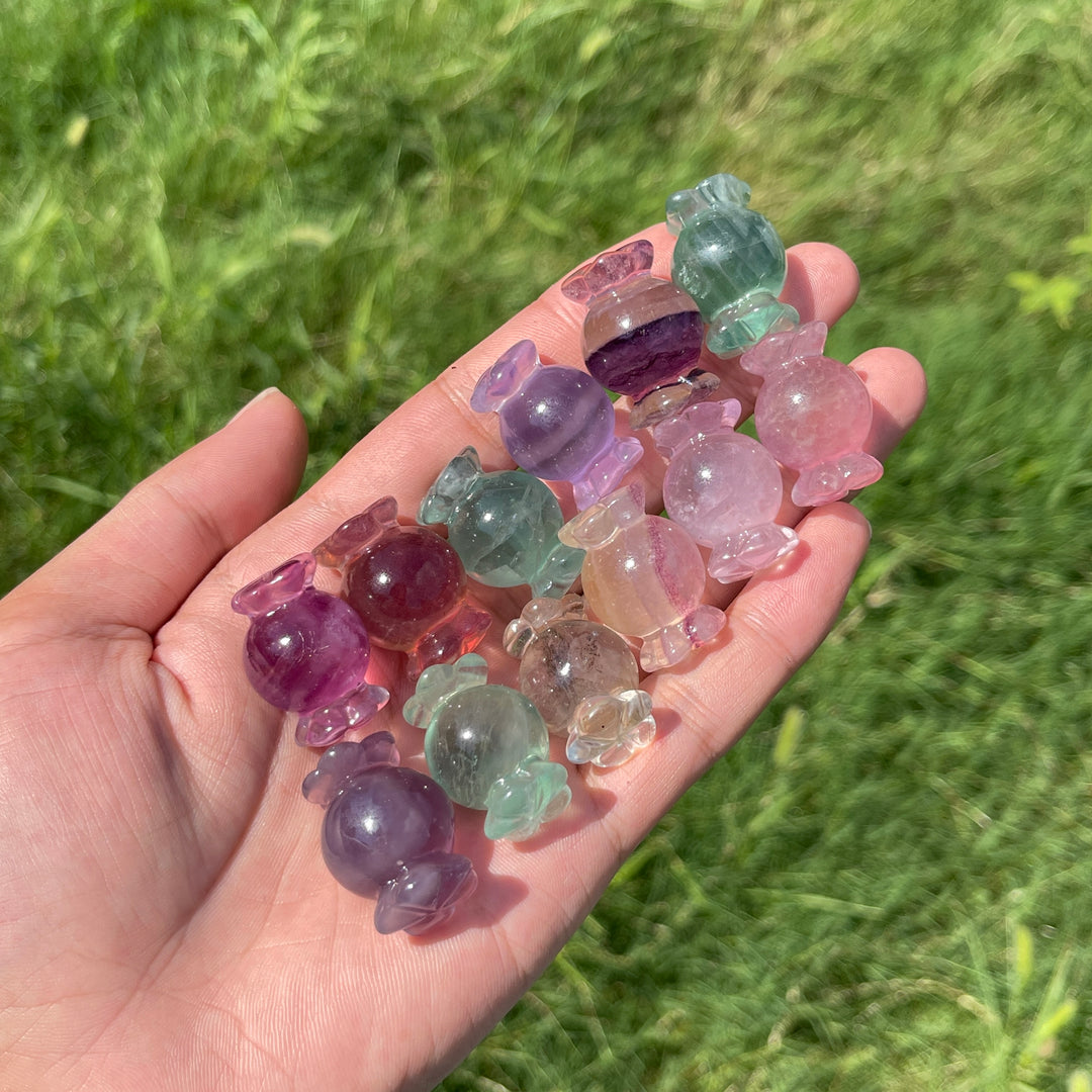 Natural Crystal Carving Fluorite Candy