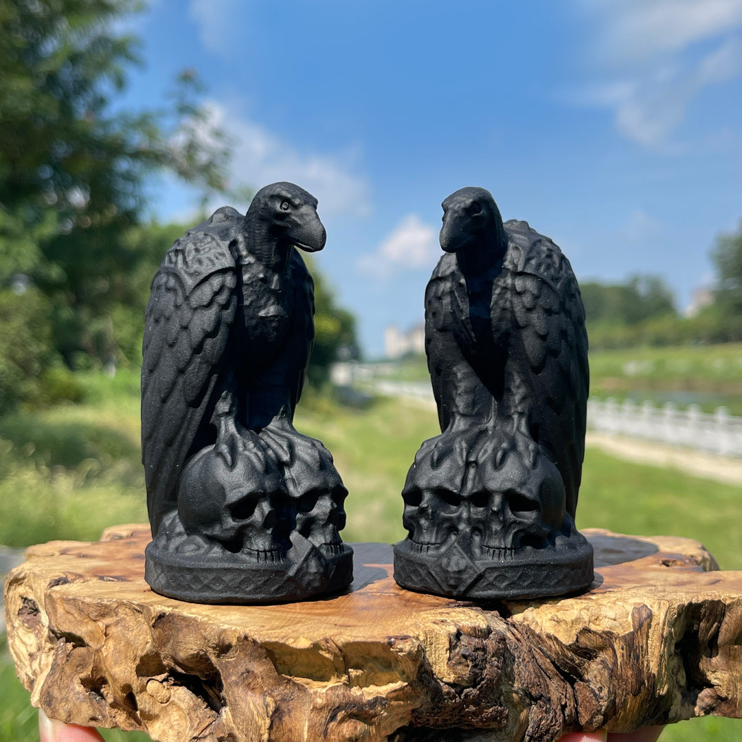Natural Crystal Carving Black Obsidian Vulture