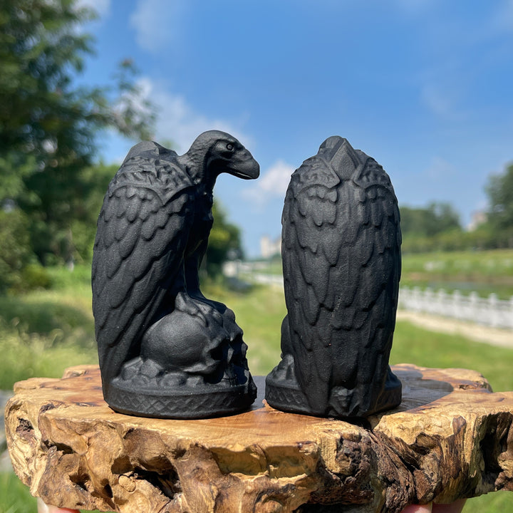 Natural Crystal Carving Black Obsidian Vulture