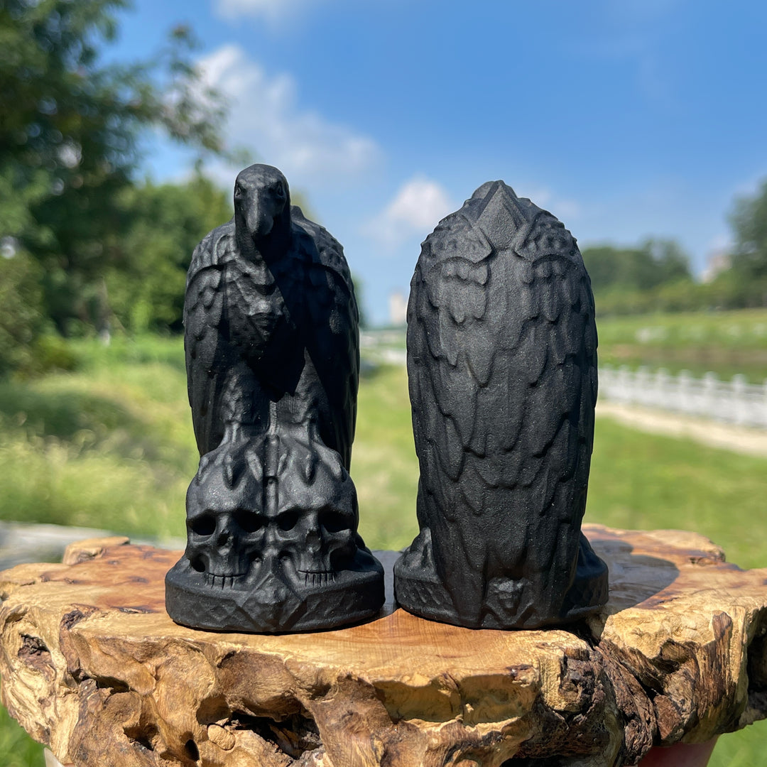 Natural Crystal Carving Black Obsidian Vulture