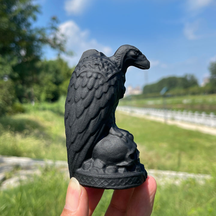 Natural Crystal Carving Black Obsidian Vulture