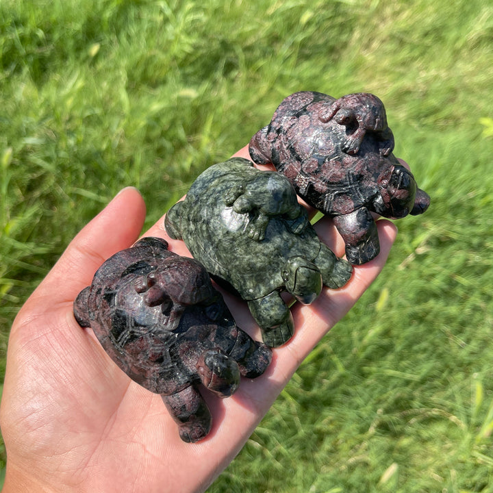 Natural Crystal Carving Mother With Baby Turtle