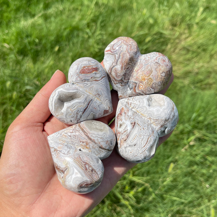 Natural Crystal Mexican Agate Peach Heart