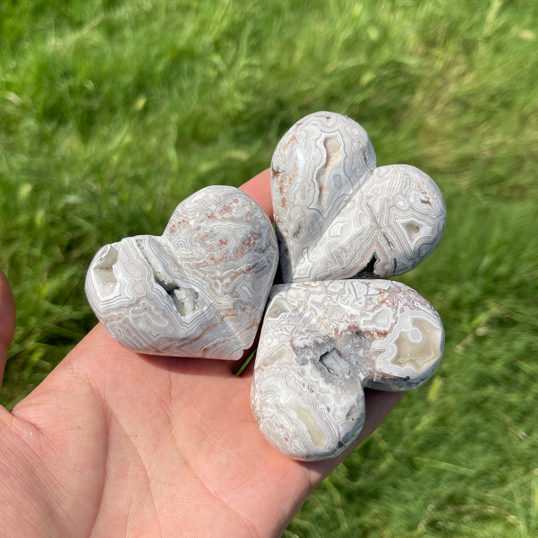 Natural Crystal Mexican Agate Peach Heart
