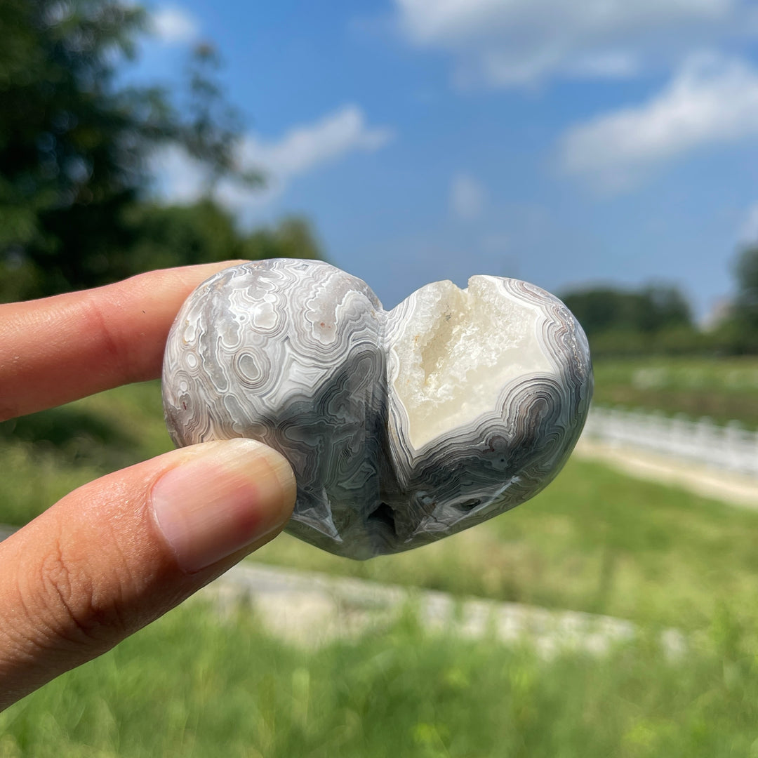 Natural Crystal Mexican Agate Peach Heart