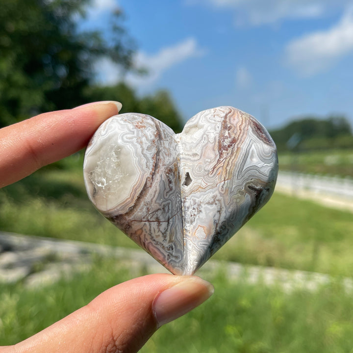 Natural Crystal Mexican Agate Peach Heart