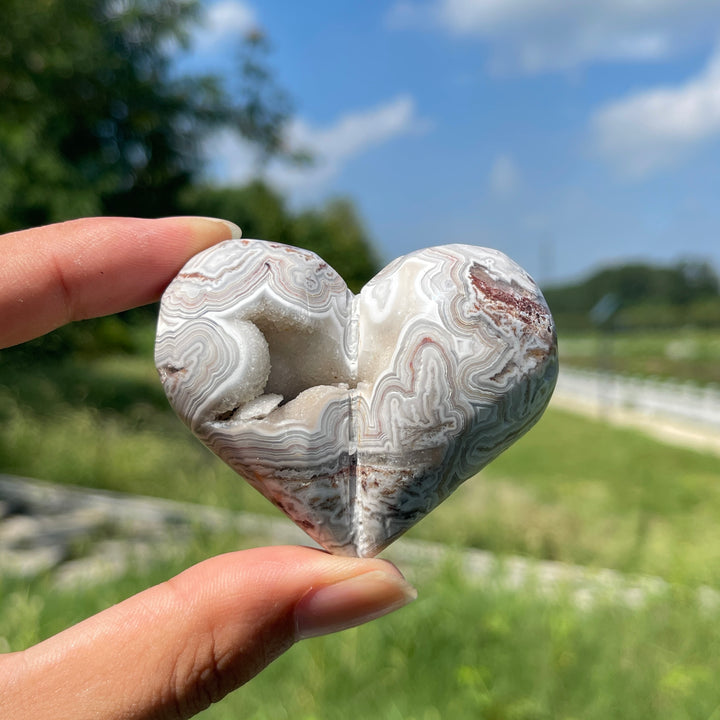 Natural Crystal Mexican Agate Peach Heart