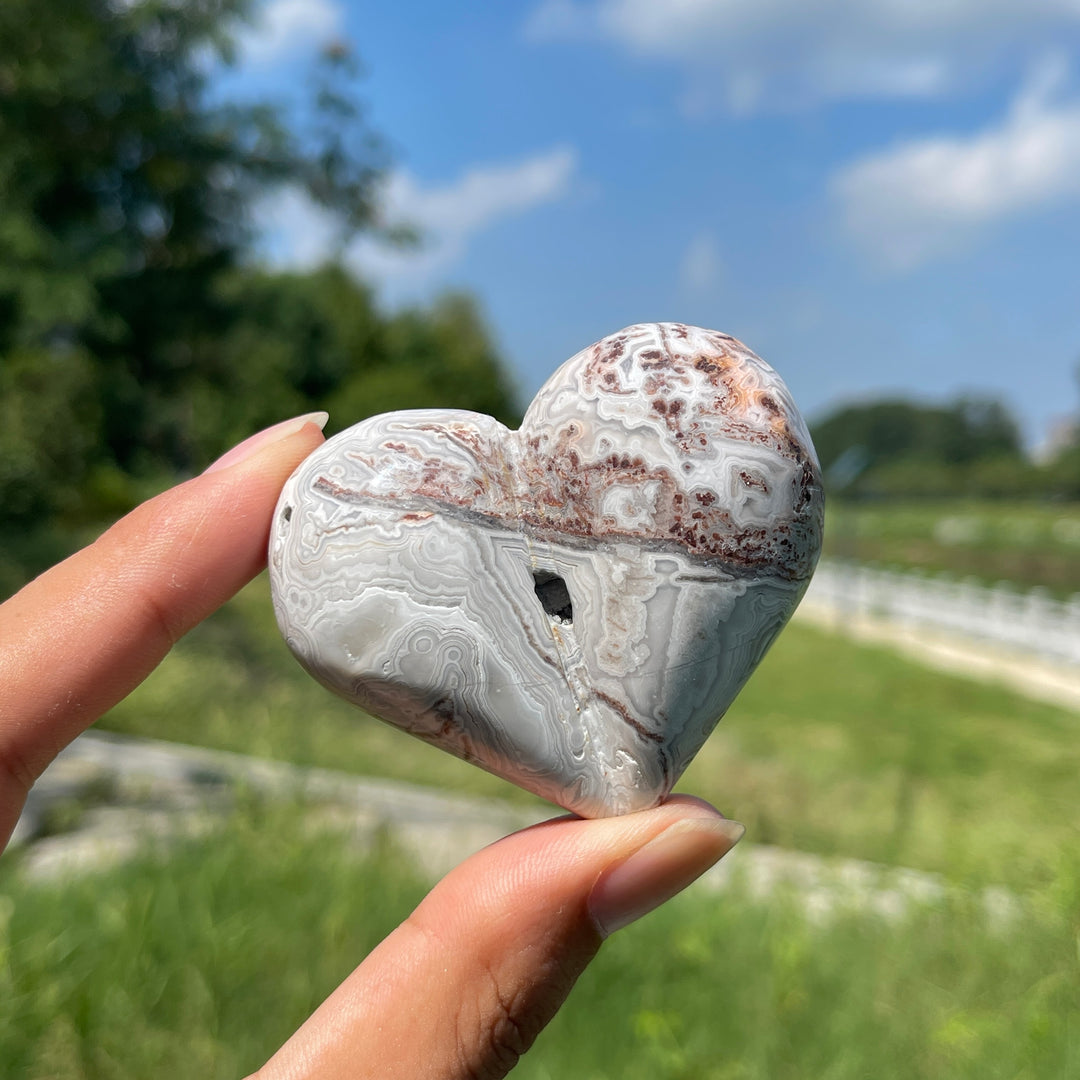 Natural Crystal Mexican Agate Peach Heart