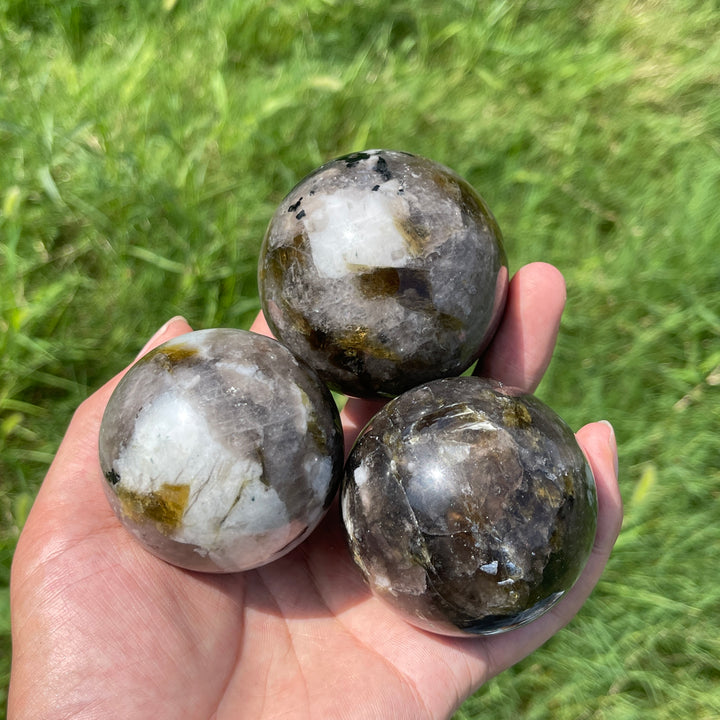 Natural Crystal Smoky Quartz With Phlogopite Sphere