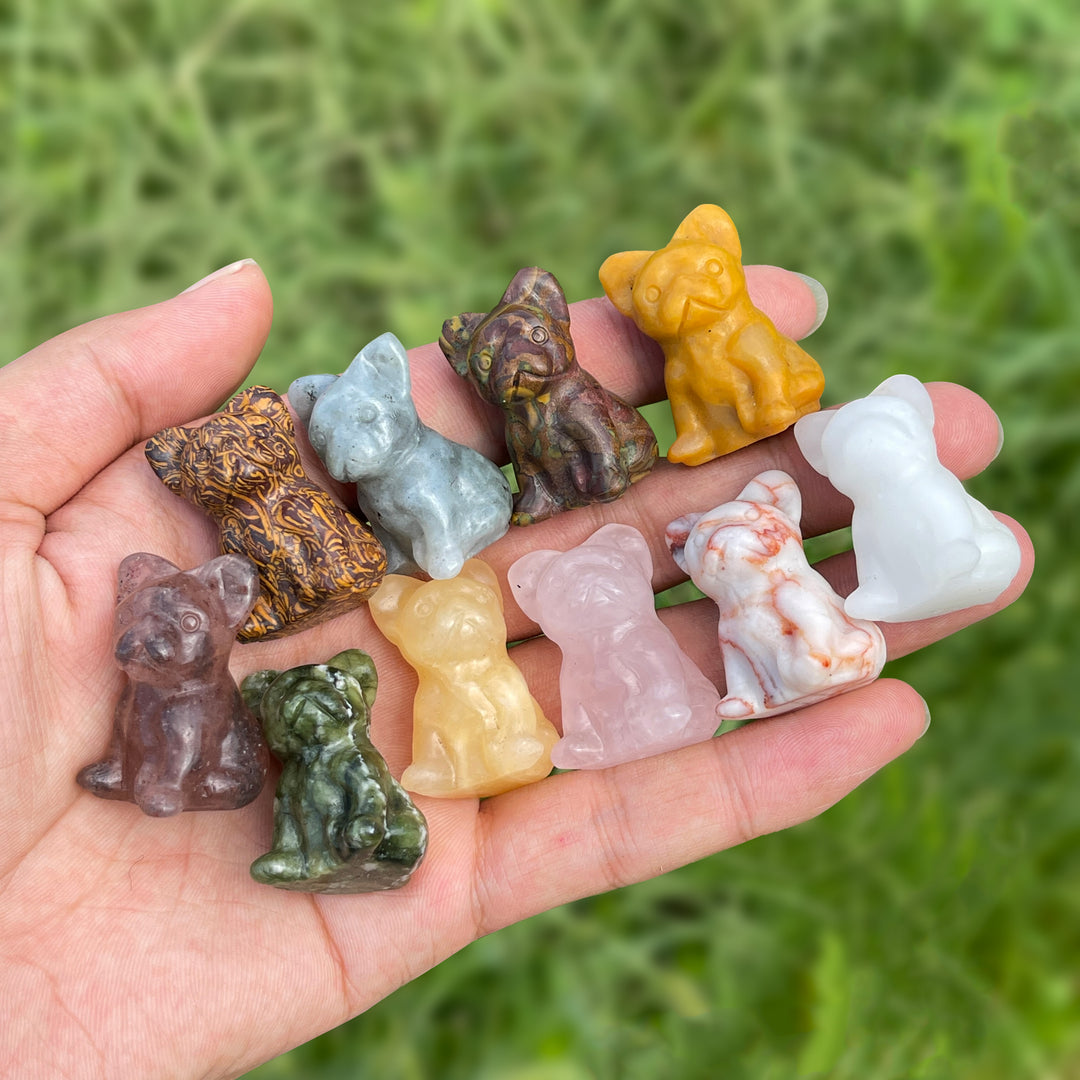 Natural Mini French Bulldog Crystal Carving