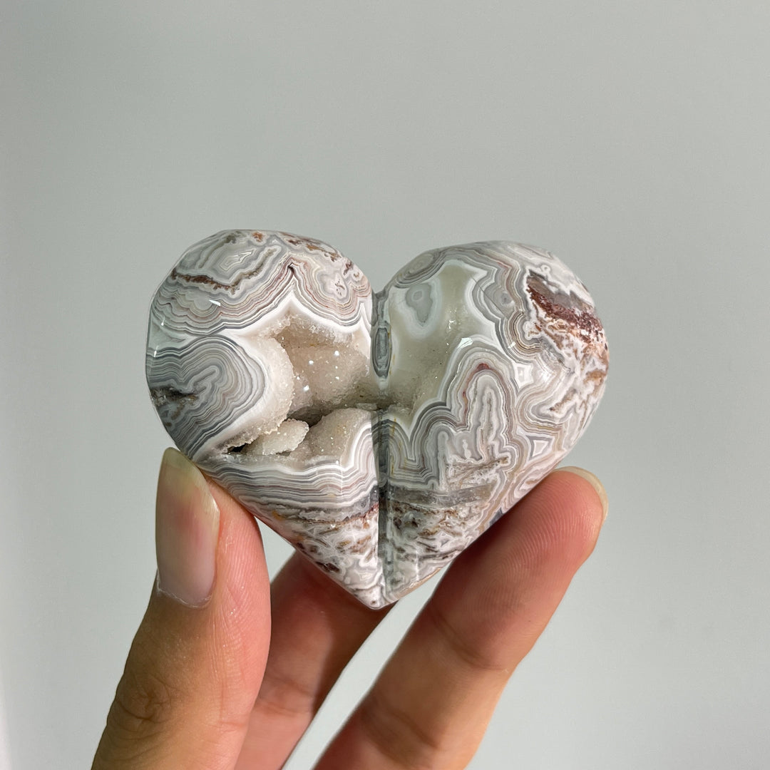 Natural Crystal Mexican Agate Peach Heart