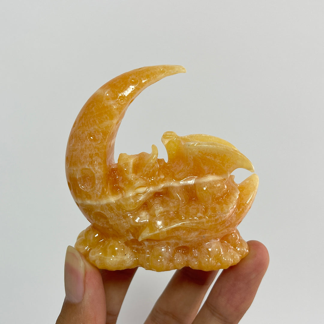 Natural Crystal Carving Moon Sleeping Dragon