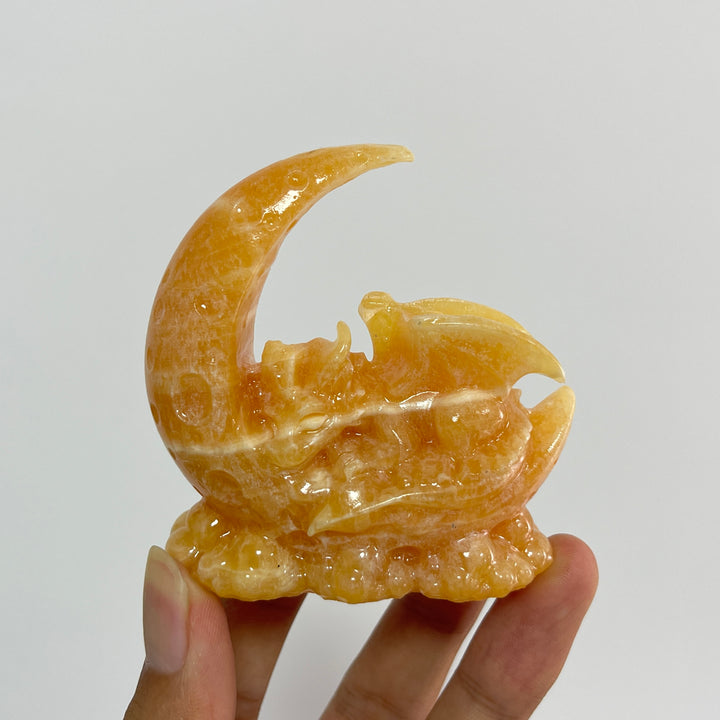 Natural Crystal Carving Moon Sleeping Dragon